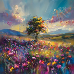 Clipart prairie de fleurs sauvages - 13 fichiers JPG de haute qualité - agenda numérique, journalisation indésirable, clipart aquarelle - usage Commercial - téléchargement numérique