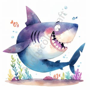 10 cliparts requin excentrique JPG, cliparts aquarelle, Junk Journal, scrapbooking, fabrication de cartes, téléchargement numérique, fantastique, animaux marins fantaisistes