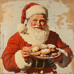 Vintage Santa Clipart Bundle 10 High Res Watercolor JPGs for Junk Journaling, Scrapbook, Crafts, Digital Download, Christmas Santa Claus