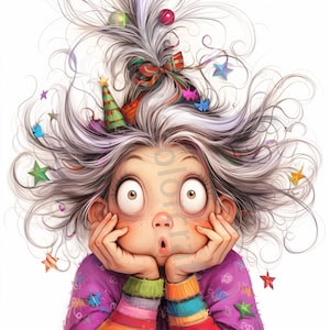 14 JPGs Noël original grand-mère Clipart, usage commercial, éphémères fantaisistes, aquarelle vieille dame Clipart, téléchargement immédiat, créations en papier