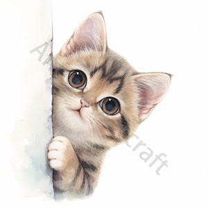 13 JPG Versteckspiel Clipart Wunderliche Katzen Kätzchen Sublimation Clip Art niedliche Tiergrafiken Lustige längliche Illustrationen Katzenliebhabergeschenk