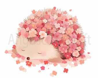 Blumen Igel Clipart, kommerzielle Nutzung, Scrapbooking (digitaler Download)