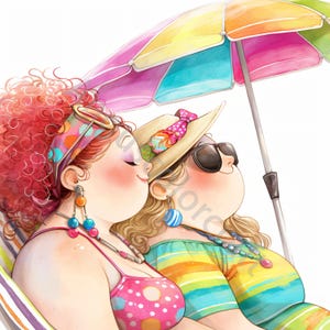 10 Clip Art di donne curvy e stravaganti, Clipart acquerello JPG, Diario spazzatura, Album di ritagli, Creazione di biglietti, Download digitale, Fantasia, Estate stravagante
