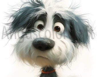 Messy Hair Puppy Clipart Bundle - 18 Dog Clipart Sublimation Designs, JPE File, Cute Dogs Digital Illustration, Puppy Portrait Prints