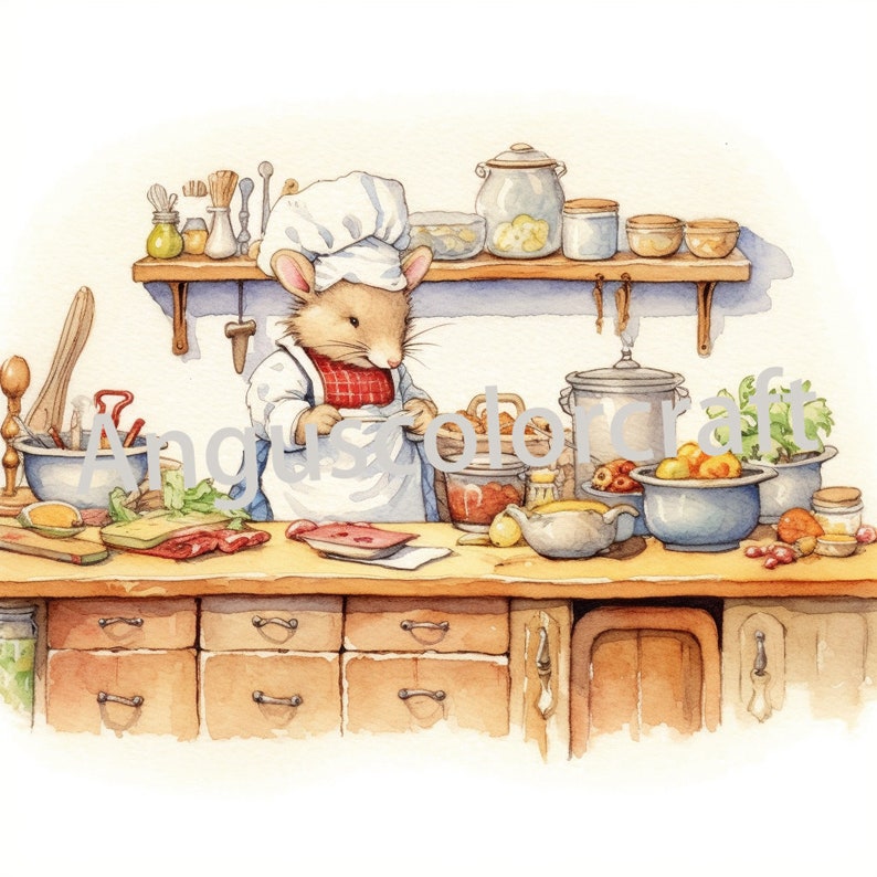 Mommy Mouse Cooking Clipart: 15 Jpgs for Card Making (digital Download ...