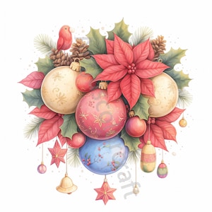 10 Weihnachten Clipart, Weihnachtsdekoration Clipart, druckbare Aquarell Clipart, hochauflösende JPGs, digitaler Download, Papiermodell, Wohnkultur