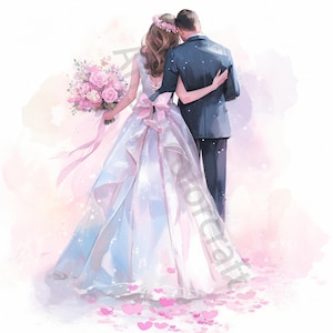 10 JPG bruiloft illustraties, vintage aquarel, ongewenste dagboek, plakboekkaart, digitaal maken, fantasie downloaden, grillige trouwen, liefde, bloemen