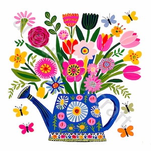 10 Colorful Spring Flowers Clipart, Watercolor JPG, Digital Download, Commercial Use, Whimsical