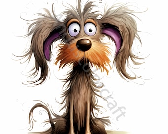 13 Messy Hair Dog Clip Art Watercolor Clipart JPGs for Junk Journaling, Scrapbooking, Card Making, Digital Download Kit, Frazzled Puppy