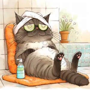 10 Clip Art di "The Real Boss#4", Clipart acquerello vintage JPG, Diario spazzatura, Album di ritagli, Creazione di biglietti, Download digitale, Fantasy, Gatti stravaganti