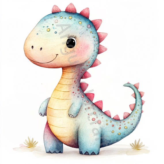 13 JPG Cartoon Dinosaur Clipart, Baby Dinosaur, Printable Watercolor clipart, High Quality PNGs, Digital download, Paper craft, junk journal