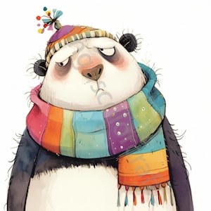 10 JPG Quirky Panda Clip art, aquarela vintage, diário de lixo, cartão de scrapbook, criação digital, download de fantasia, animal engraçado caprichoso