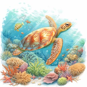 Pacote de 12 clipart de tartarugas marinhas, vida marinha, clipart em aquarela para impressão, JPG de alta qualidade, download digital, artesanato em papel, diário de lixo eletrônico