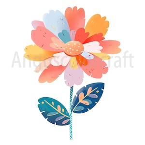 Fleurs originales - 21 images JPG - créations numériques en papier, Pack de cliparts, tenue de journal, baby shower, art mural, - téléchargement immédiat, Daisy