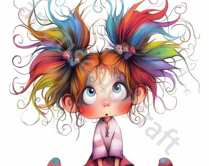 Quirky Little Girl Clip Art 10 High Res Watercolor Jpgs for Junk ...