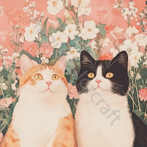 10 imágenes prediseñadas de gatos lindos y extravagantes, gatitos extravagantes, imágenes prediseñadas digitales, imágenes prediseñadas en acuarela en formato JPG, imágenes prediseñadas imprimibles, descarga digital, manualidades de papel