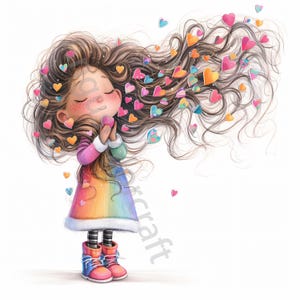 13 schrullig Liebe Mädchen Clip Art, Aquarell Clipart JPG, Junk Journaling, Scrapbook, Kartenherstellung, digitaler Download, Fantasy, wunderliche Mädchen