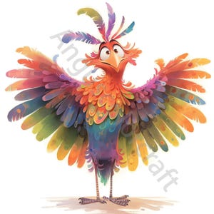 12 JPG original fantaisiste phoenix clipart, clipart phoenix drôle, téléchargement numérique, clipart oiseau aquarelle, imprimables, licence commerciale
