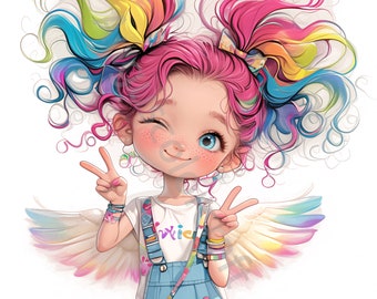14 Quirky Angel Clipart, Commercial Use, Whimsical Ephemera, Watercolor Clip art JPGs, Instant Download, Fantasy Junk Journal, Paper Craft