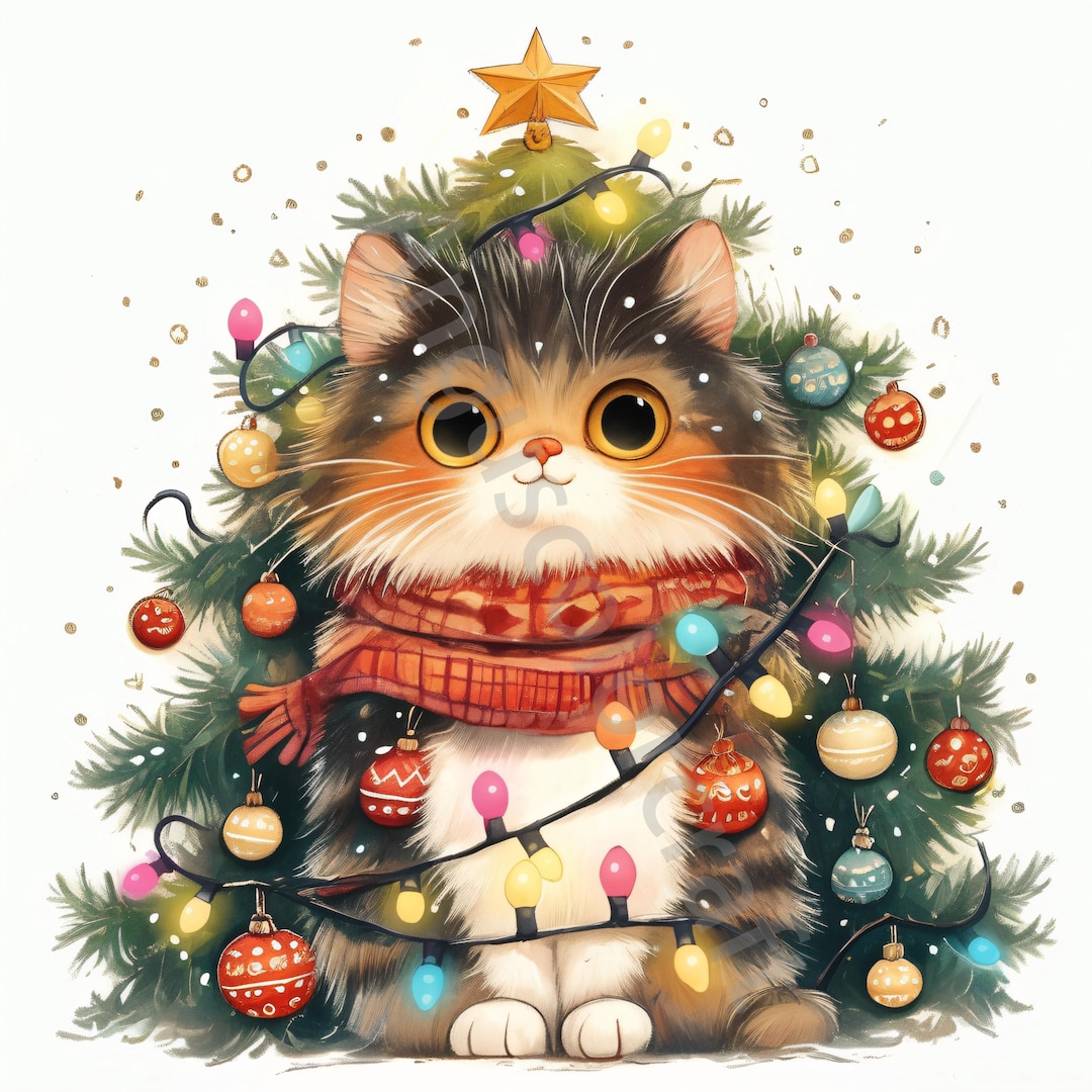 Quirky Christmas Cat Clip Art 10