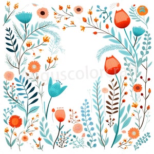 Blumen Hintergrund, Hochzeit Clipart, Wildblumen Rahmen Kunst - 20 hochwertige JPGs - Digital Download - Kartenherstellung, Kinder Geschenk, kommerzielle Nutzung