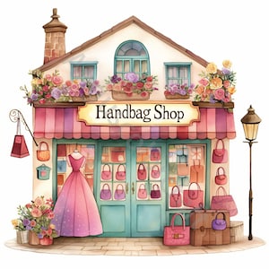 10 images clipart de boutique de sac à main JPG, usage commercial, journal indésirable, scrapbooking, fabrication de cartes, kit de téléchargement numérique, fantastique, fantaisiste, vinyle