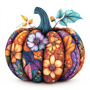 13 JPGs Calico citrouille Clipart, usage commercial, éphémères fantaisistes, aquarelle Halloween Clipart, téléchargement immédiat, créations en papier, sublimation