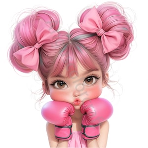 13 JPGs schrullig Boxen Mädchen Clipart, kommerzielle Nutzung, wunderliche Ephemera, Aquarell süße Mädchen Mädchen Clipart, Sofort Download, Papiermodelle