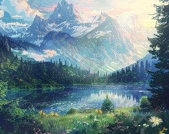 10 JPG imágenes prediseñadas de montaña de acuarela, imágenes prediseñadas de montañas, imágenes prediseñadas de acuarela, imágenes prediseñadas de bosque, paisajes de montaña, montañas, bosque de acuarela