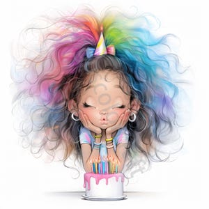14 JPG schrullig Geburtstagstorte Clip Art, Aquarell schrullig Mädchen, Junk Journaling, Scrapbooking, Kartenherstellung, digitaler Download Fantasie wunderlich