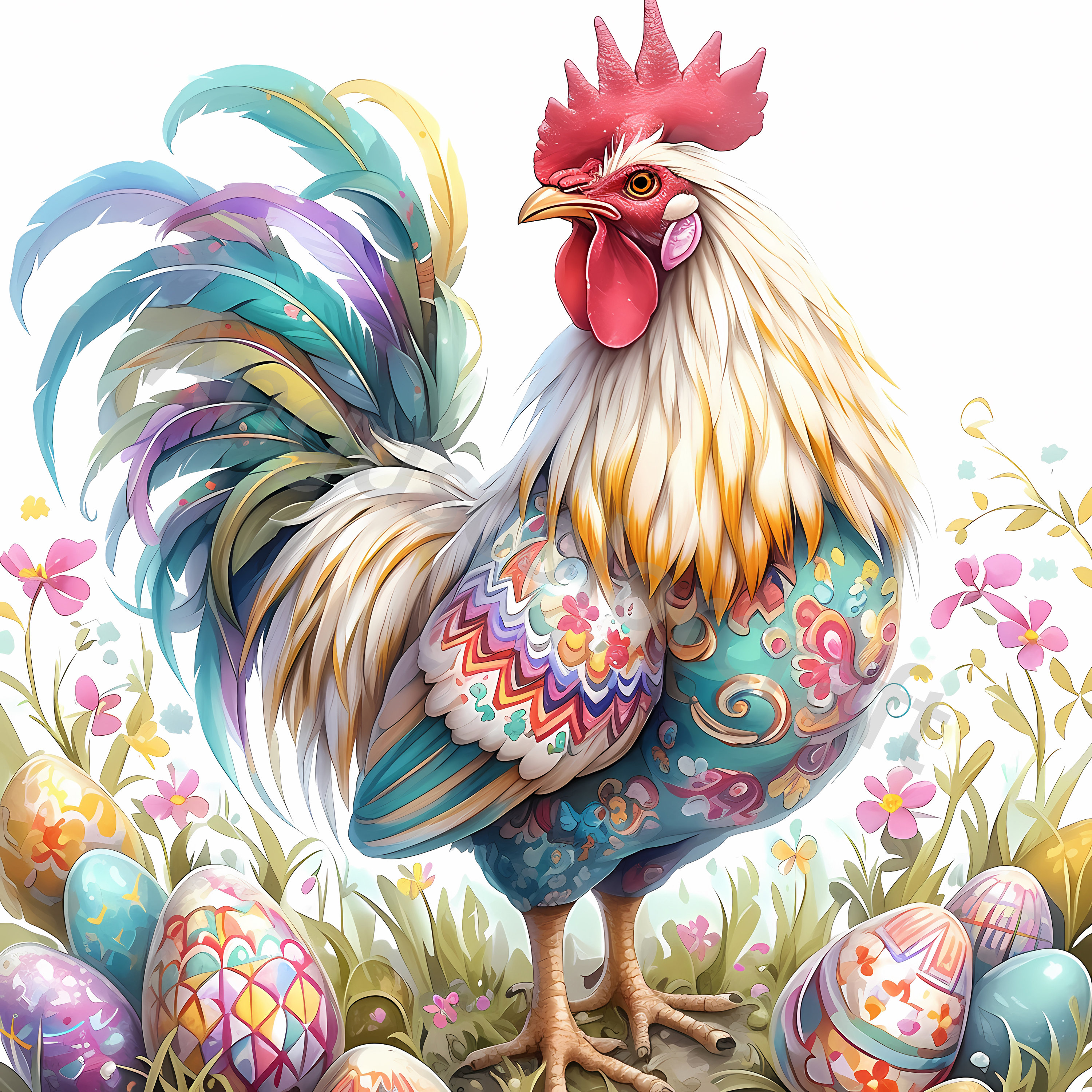 13 色の雄鶏のクリップアート、印刷可能な水彩画のクリップアート、高