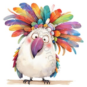 10 JPG original oiseau éreinté, clipart, clipart aquarelle, journalisation indésirable, scrapbooking, fabrication de cartes, téléchargement numérique Fantasy animal lunatique