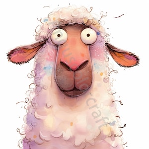 12 cliparts moutons originaux, JPG aquarelle, journalisation indésirable, scrapbooking, fabrication de cartes, téléchargement numérique, fantastique, animal drôle lunatique