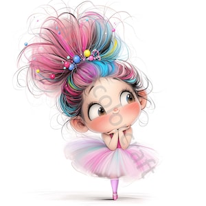 12 JPG eigenzinnige ballerina clipart, commercieel gebruik, grillige ephemera, aquarel ballet meisje clipart, Instant Download, Paper Craft afdrukbare