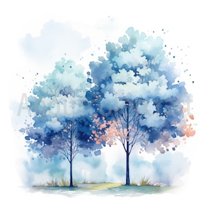 Colorful Mystical Tree Clipart - Intricate Tree Design in Watercolor Style - Commercial Use - 18 High-Quality, Forest, Woodland trees