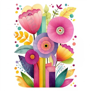 10 JPG Wild Wildflowers Clip Art, Clipart akwarelowy, Dziennik śmieci, Album, Tworzenie kartek, Cyfrowe pobieranie Fantastyczna kapryśna łąka kwiatowa