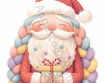 Whimsical Quirky Santa Clip Art 12 High Res Watercolor JPGs for Junk Journaling, Scrapbooking, Card Making, Digital Download, Fantasy