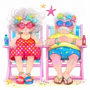 10 JPG Quirky Old Couple Clip art, Vintage Watercolor, Junk Journaling, Scrapbook Card, Making Digital, Download Fantasy, Whimsical Folks