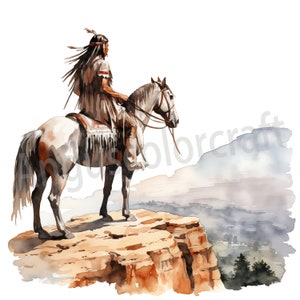 Cowboy ocidental e clipart nativo americano - 18 JPGs de alta qualidade, álbuns de recortes, livro de memórias, diário de lixo, planejador digital, uso comercial, arte