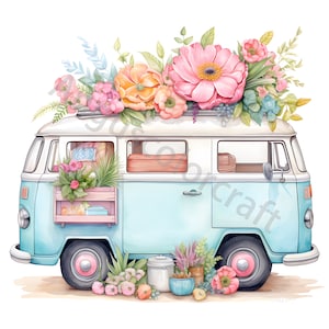 Cosy Whimsical Camper Clip Art 15 JPGs de clipart aquarela de alta resolução para registro de lixo eletrônico, álbum de recortes, criação de cartões, kit de download digital