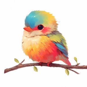 13 Quirky Colorful Bird Clipart, Watercolor Quirky Bird Clip Art, Cute Caricature Birds, Quirky Clipart, Whimsical Colorful Design Graphics