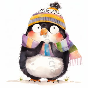 10 JPG schrullig Pinguin Clip Art, Aquarell Clip Art, Junk Journaling, Scrapbook, Kartenherstellung digitaler Download Fantasy wunderlich lustiges Tier