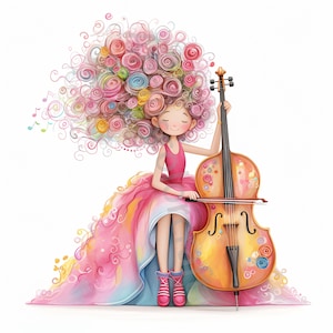 10 images clipart fille musique décalée JPG, clipart aquarelle, journal indésirable, scrapbooking, fabrication de cartes, téléchargement numérique, fantastique, personnes fantaisistes