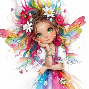 12 Quirky Flower Fairy Clip Art, Watercolor Clipart JPG, Junk Journaling, Scrapbook, Card Making, Digital Download, Fantasy, Whimsical Girl