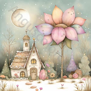 Whimsical Winter Clip Art 13 Clipart de aquarela JPG, Junk Journaling, Scrapbooking, Criação de cartões, Kit de download digital, Decoração para casa, Paisagem