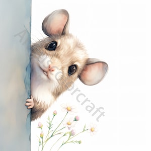 13 JPG aquarelle souris mignonne Clipart, cache-souris aquarelle, journal indésirable, agenda numérique, décoration de chambre d'enfant, clipart aquarelle pour scrapbooking