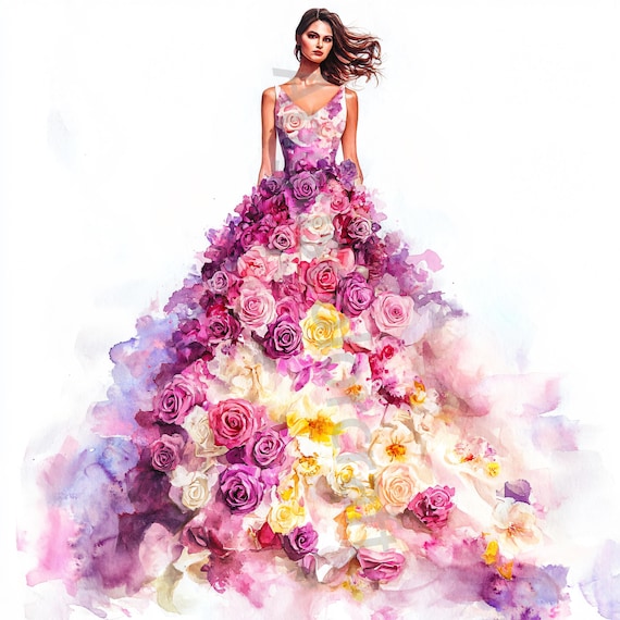 slim fit dress slacks Fleur Pleated Gown | Collage Floral main image 0