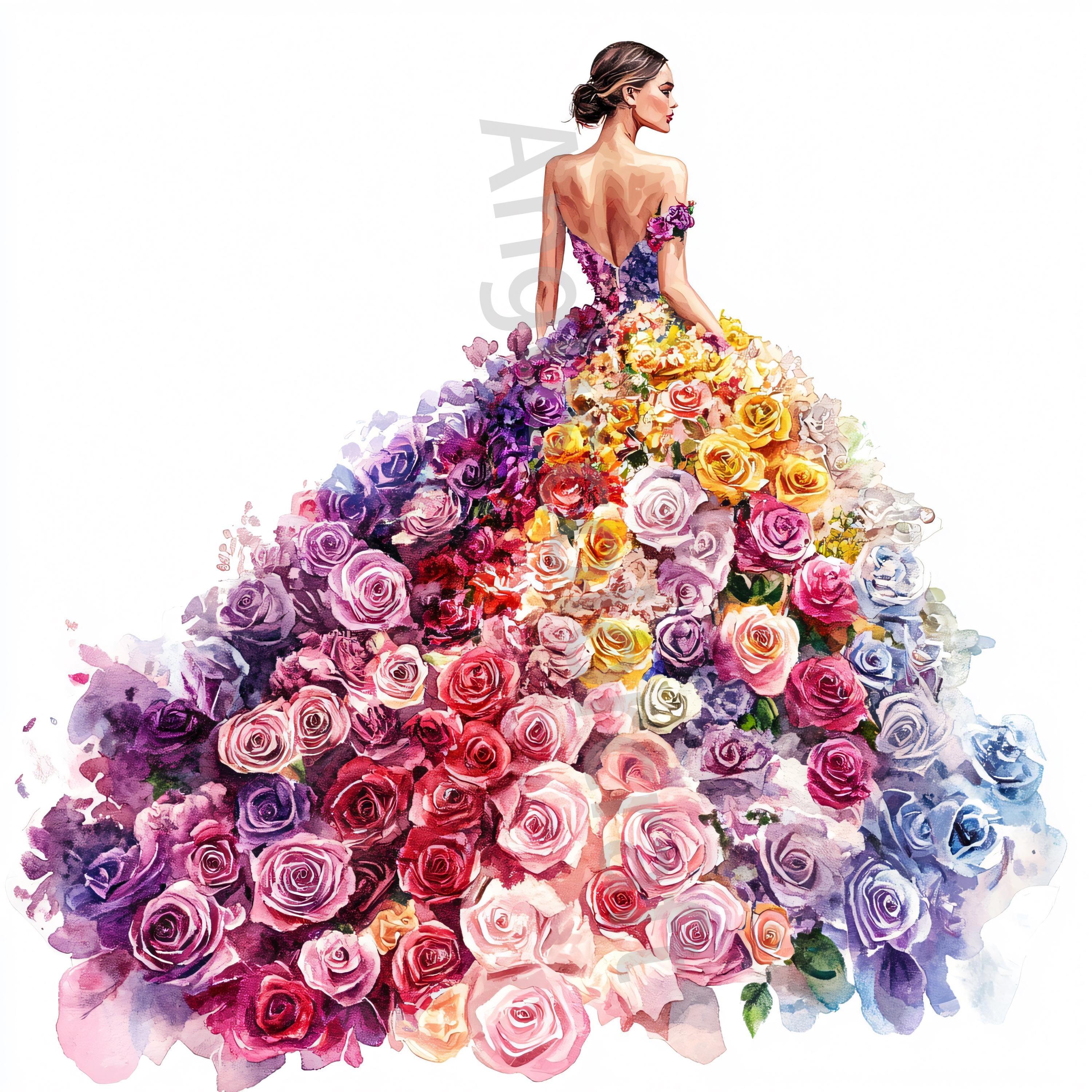 fashion flower dress Blue main image 1