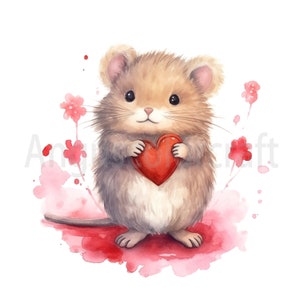 Valentine Wühlmaus, süße Maus Clipart, Kinderbuch Illustration-18 hochwertige JPGs-Digital Download Karte machen, personalisiert, kommerzielle Nutzung,