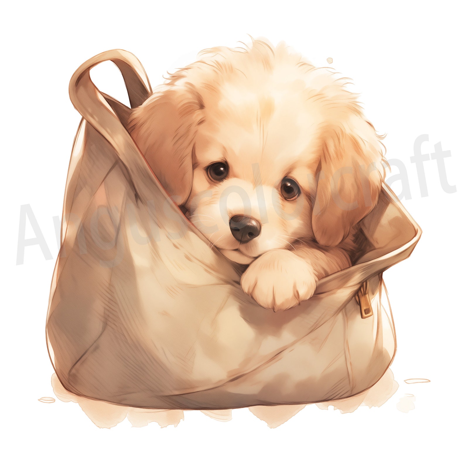 Golden Retriever Puppy Clipart – Cute Dog Jpgs for Crafts (digital ...